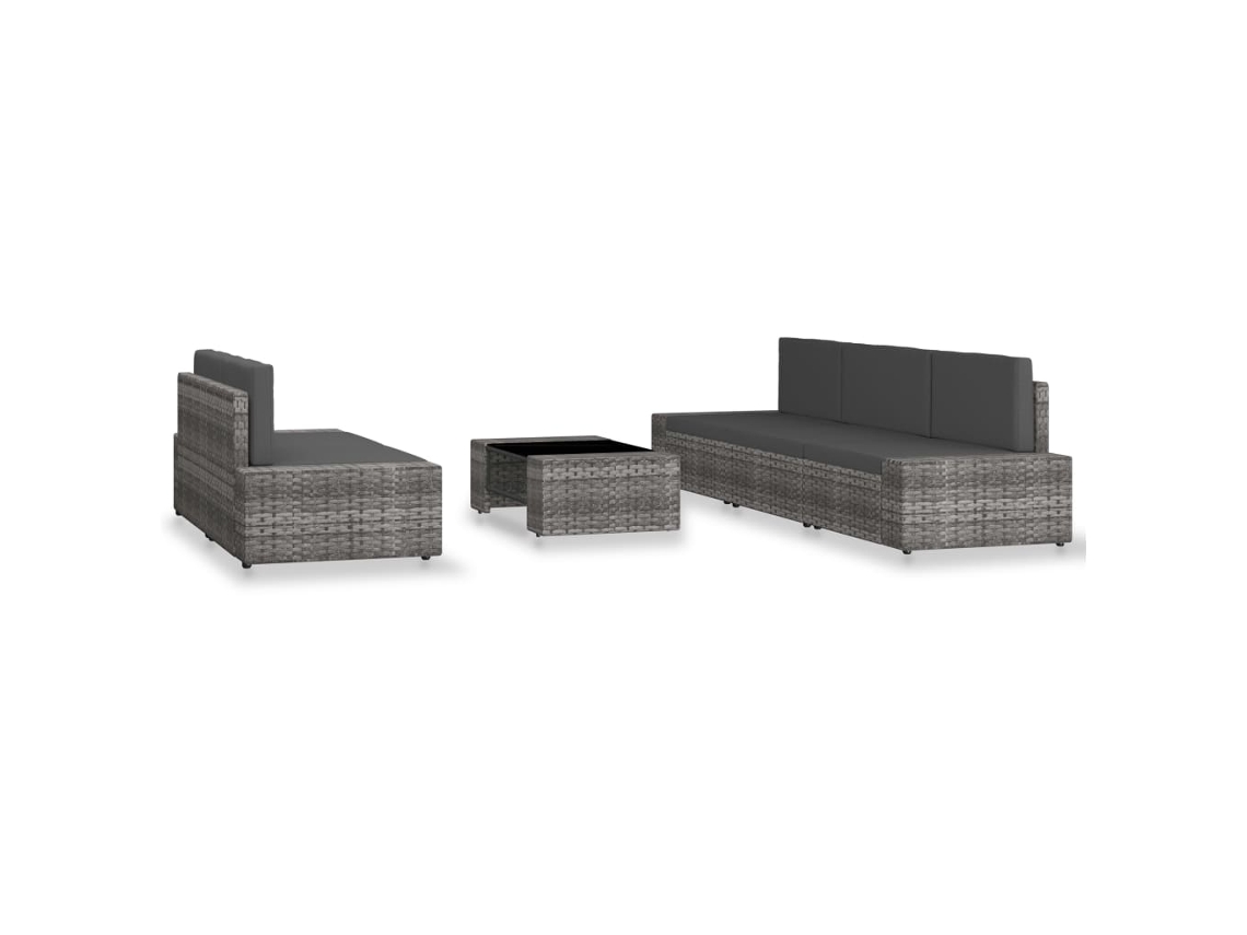 Maison Exclusive - 6 Pcs Conjunto Lounge De Jardim Vime Pe Cinzento