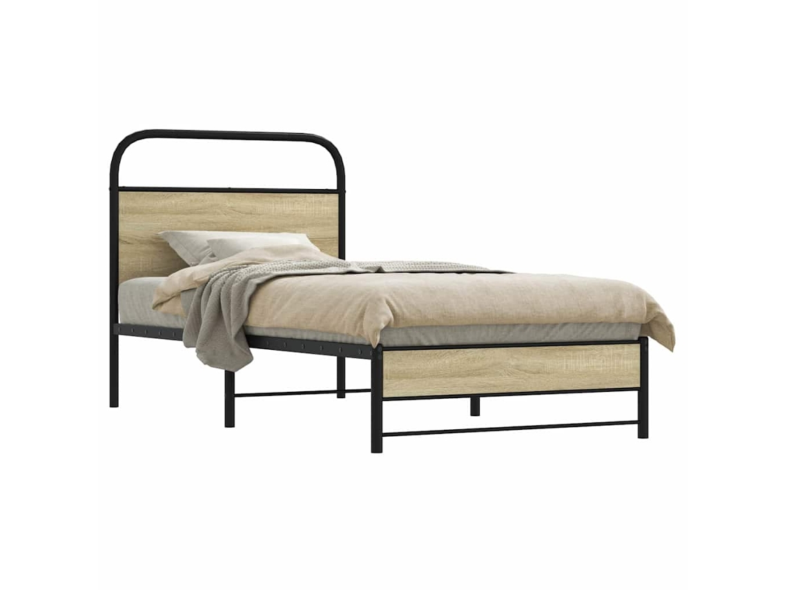 Estrutura Cama S/ Colchão Derivados De Madeira Carvalho Sonoma