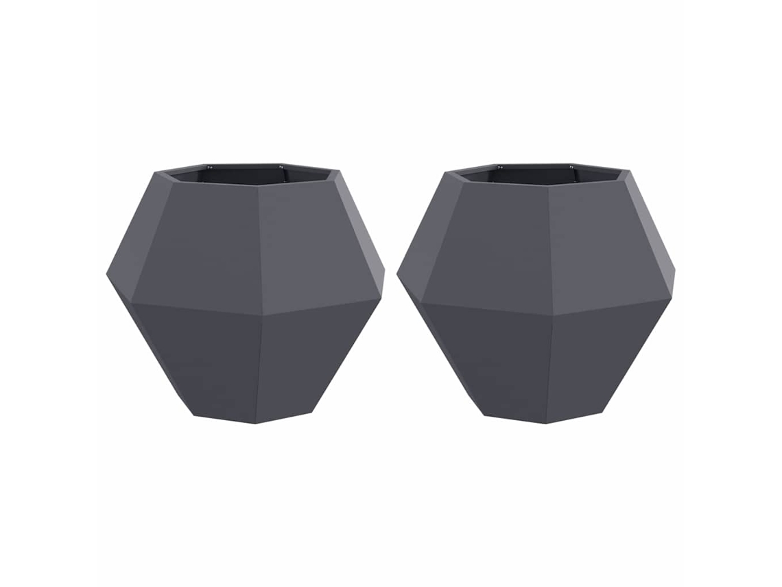 Conjunto 2 Vaso De Exterior Vidaxl Antracite Aço (75 X 75 X 60 Cm)