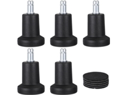 Conjunto de 5 almofadas antiderrapantes para cadeiras, em plástico marrom e metal.