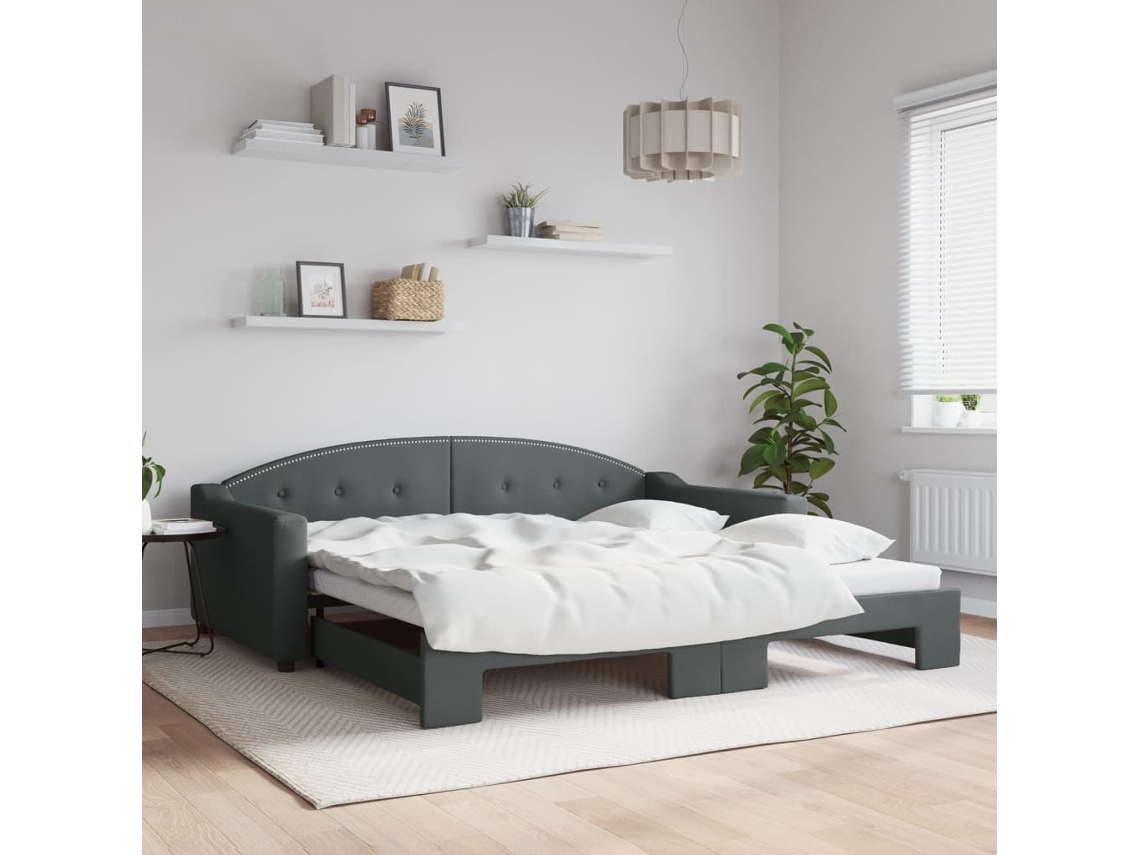 Vidaxl Sofá-cama Com Gavetão 100x200 Cm Tecido Cinzento-escuro