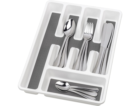Bandeja Antiderrapante Para Talheres Acessório Para Talheres, Para Gavetas, Polipropileno, 40 X 32 X 4,5 Cm, Branca Kklo