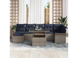 Vidaxl Conjunto De Sofá De Jardim 8 Unid. Cinzeto Vime Pe