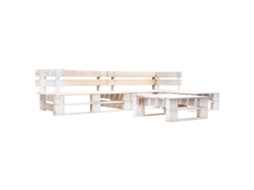 Vidaxl Sofás De Paletes Jardim 4 Pcs Madeira Branco