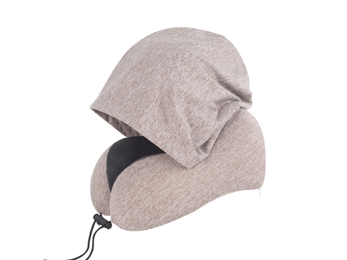 Lurelia Almofada Viagem, Espuma Viscoelástica, Formato U, Apoio Pescoço, Capuz, Capa Lavável, Protetores Auriculares, 25x23x15cm, 400g