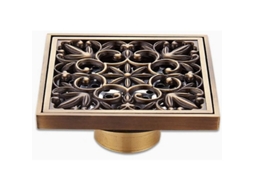 Filtro de ralo para banheiro em latão dourado, estilo contemporâneo, montagem no piso, 1 peça, design criativo anti-entupimento.