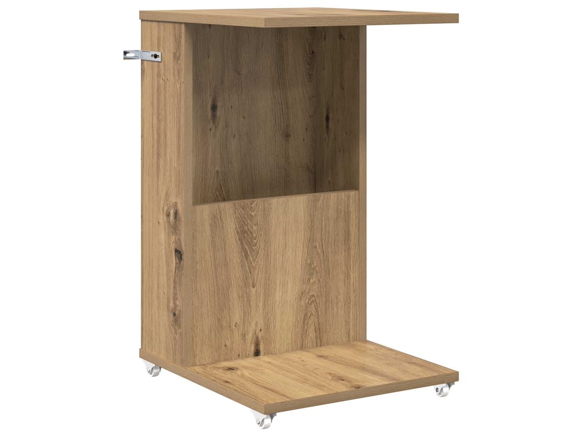 Mesa Lateral com Roda Carvalho Artesanal MAISON EXCLUSIVE (40x35x60 cm)