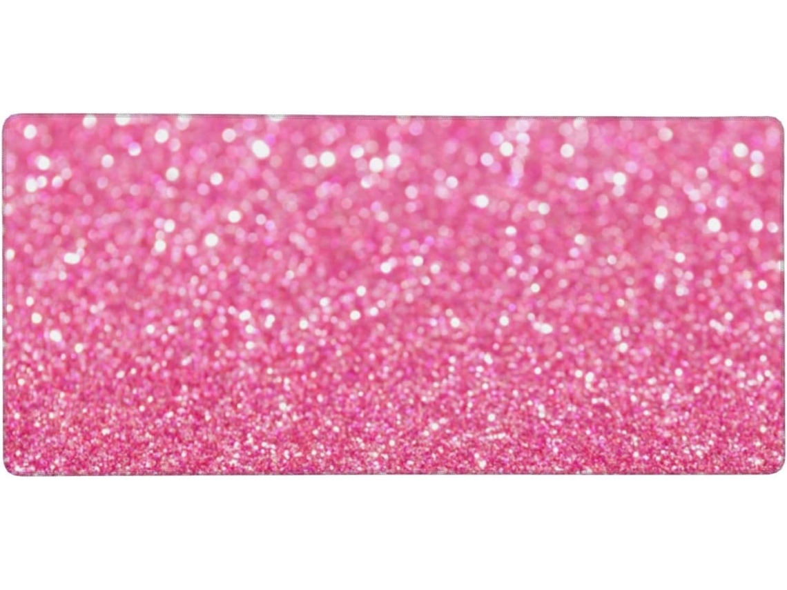 Mousepad Grande para Computador com Estampa de Glitter Rosa Brilhante e Base Borracha Antiderrapante, 40 X 90