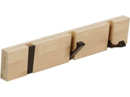 Omni rack de Parede com 3 Ganchos Retráteis de Bambu Natural para Casacos, Cachecóis e Bolsas