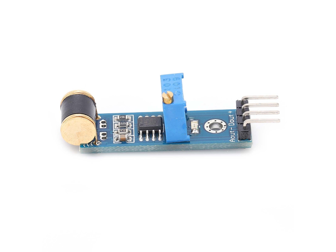 Sensor de vibração e choque 801S, 4 pinos, sensibilidade ajustável, saída CC 3,5 V