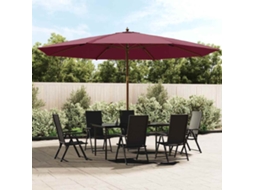 Vidaxl Guarda-sol De Jardim C/ Poste Madeira 400x273 Cm Bordô