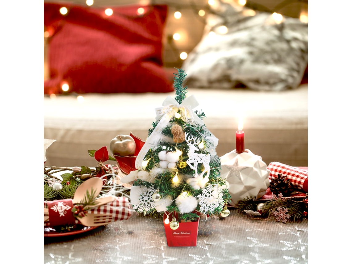 Conjunto De Mini Árvore De Natal Estilo Coreano (ornamento De Mesa, Com Luzes) Eoocoo