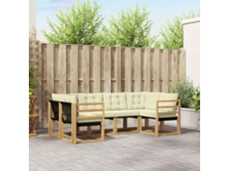 Vidaxl Conjunto De Sofás Para Exterior 6 Pcs Branco E Creme