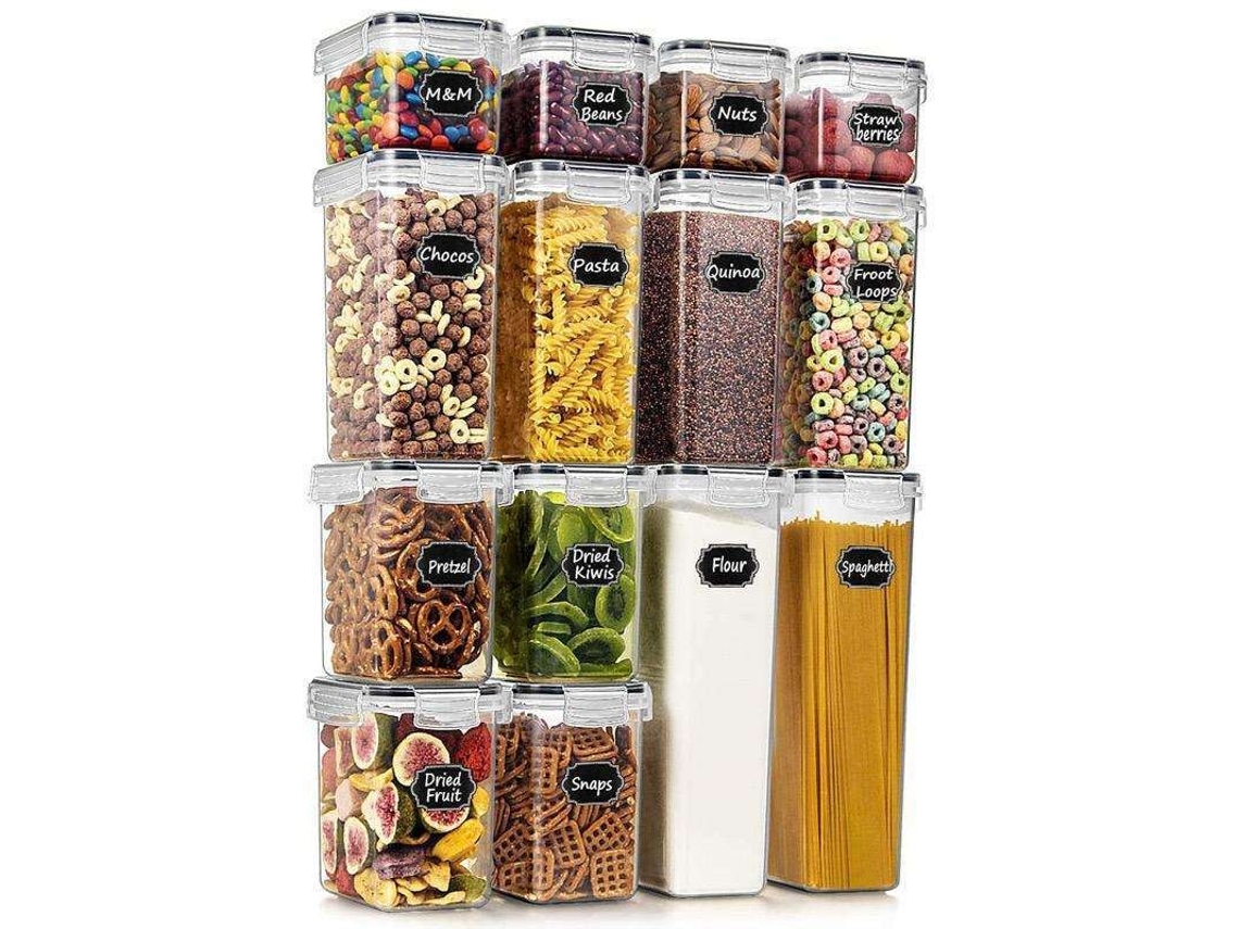 Conjunto De 14 Potes Herméticos, Com Tampa, Transparente, Para Organização Doméstica Na Cozinha E Bancada