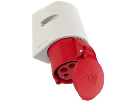 Tomada Saliente Industrial Fêmea Vermelha com Aba 32A 5P 400V 6H Ip44 PCE 125-6
