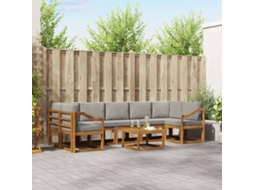 Vidaxl Conjunto De Sofás Para Exterior 8 Unid. Cinza Natural E Claro