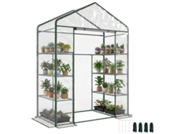 Serra de Jardim em Aço e PVC Transparente com Porta Enrolável 143x73x195cm verde BTFORUS