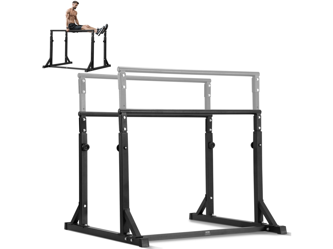 VEVOR Dip Bar Dip Stand Station 800 Lbs Altura Ajustável para Treinamento de Força