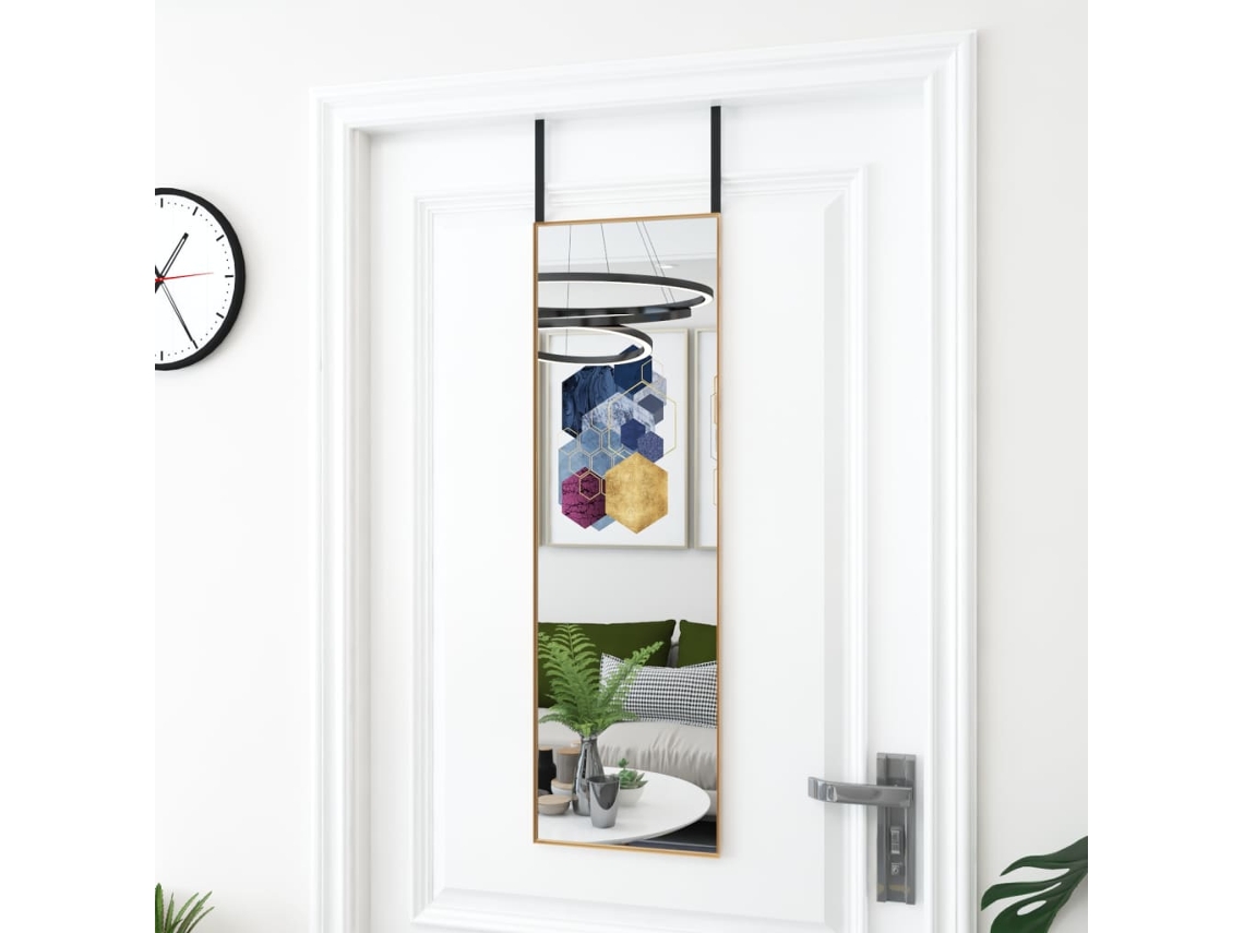 Vidaxl Espelho Para Porta 30x100 Cm Vidro E Alumínio Dourado