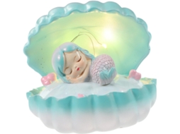 Luminária Noturna Led Pequena Sereia Lifkome Resina Azul Perolada Luz