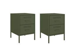Bedside Cabinet, Bedside Cabinets Vidaxl Verde Aço (n/a)