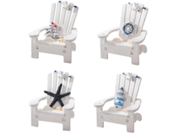 Conjunto de 4 Mini Cadeiras de Praia em Madeira para Uso Doméstico, Artesanato e Decoração de Mesa