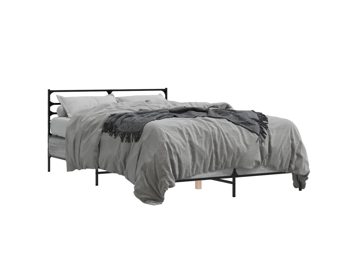 Bed Frame, Bed Frames Vidaxl Cinzeto Madeira Processada (120 X 200 Cm)