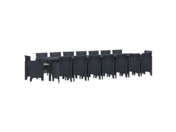 Conjunto 17 Móveis De Jardim Vidaxl Antracite Polipropileno (400 X 100 X 73 Cm)