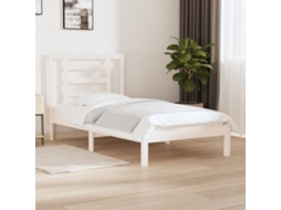 Vidaxl Cama Sem Colchão 90x200 Cm Madeira De Pinho Maciça Branco