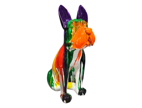 Decorativo Boston Terrier Figura De Poliresina 52X33X72 Cm Multicolor