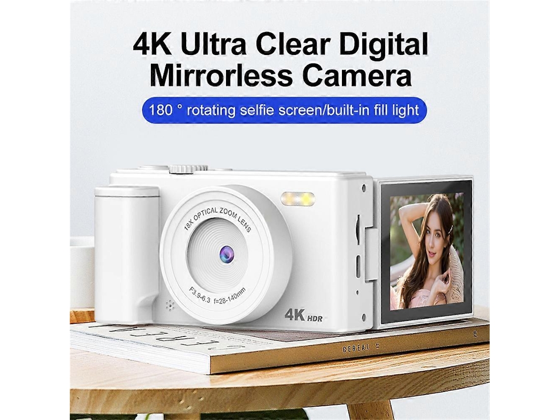 Câmara Digital Compacta Com Ecrã Rotativo De 2,8 Polegadas, Zoom 18x E Cartão De Memória De 32 Gb
