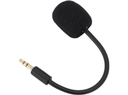 Microfone Gamer Substituição com Conector 3,5 Mm, Braço Flexível e Capa de Espuma, 5 Mm, 3,5 Mm, 360° AQUAFORGE