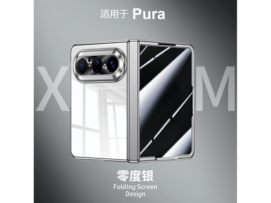 Capa Para Celular Huawei Puraxmax (prateada, Anti-espionagem) Com Fecho Magnético Central, Revestimento Eletrodepositado E Película Integrada.