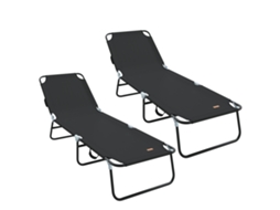 Conjunto 2 Espreguiçadeira Vidaxl Preto Poliéster (188 X 57 X 86,5 Cm)
