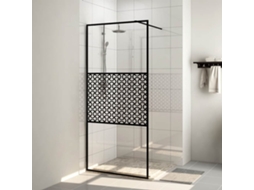 Vidaxl Divisória De Chuveiro C/ Vidro Transparente Esg 100x195cm Preto