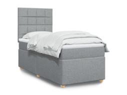 Vidaxl Cama Com Molas/colchão 100x200 Cm Tecido Cinzento-claro