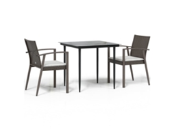 Conjunto de 3 Jantar para Jardim com Almofadões Vime Pe e Aço MAISON EXCLUSIVE (3pcs)