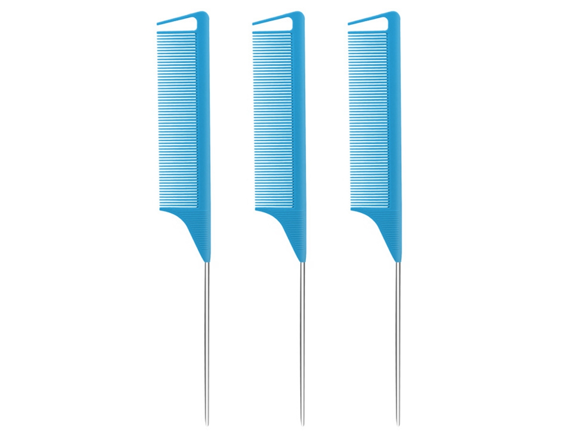 3 Pentes de Cauda Pontiaguda Pentes de Cabelo Femininos Pentes de Cabelo Antiestáticos Resistentes Ao Calor Azul
