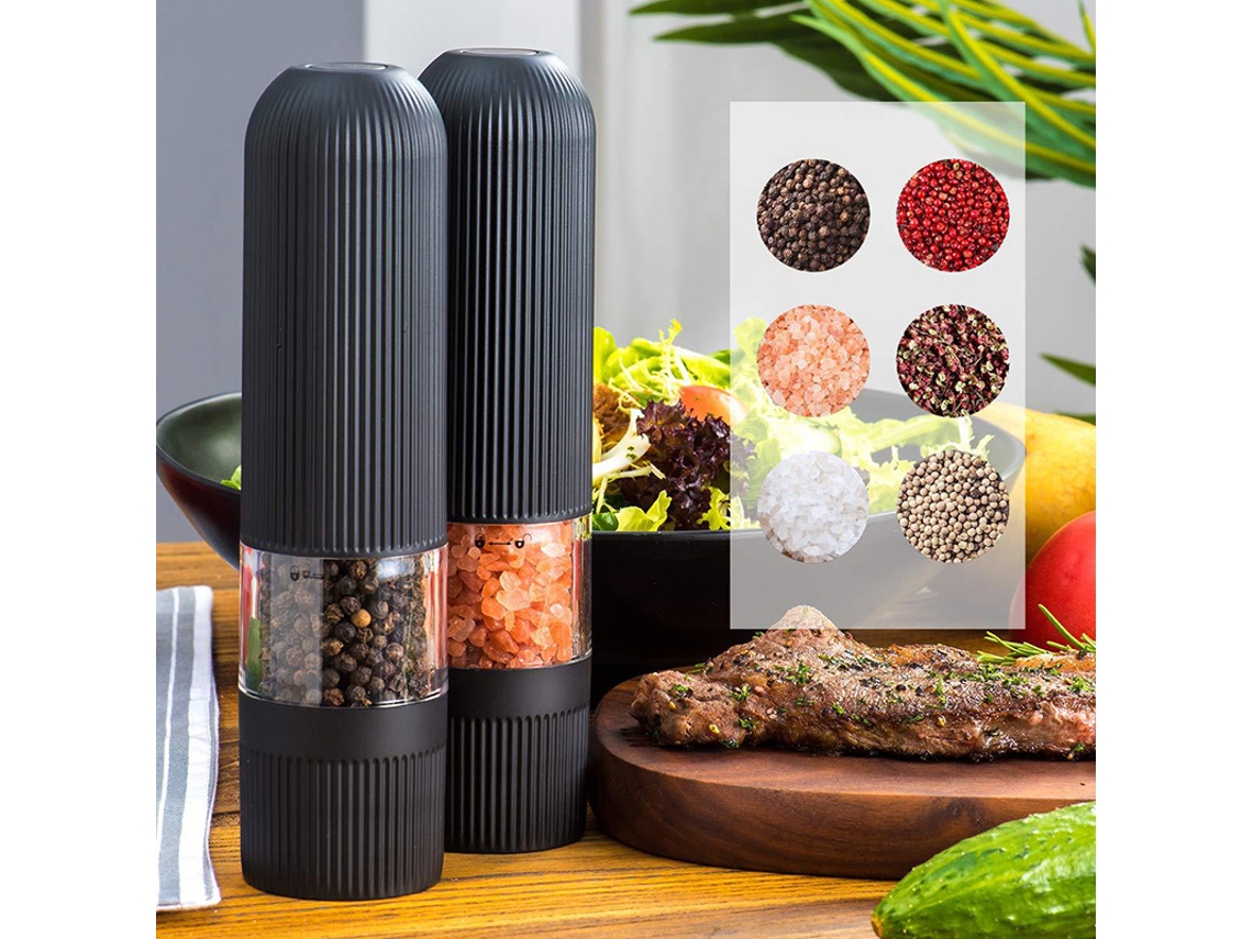 Moedor de Pimenta Elétrico Cozinha, a Bateria, Automático, com Luz Led. AQUAFORGE