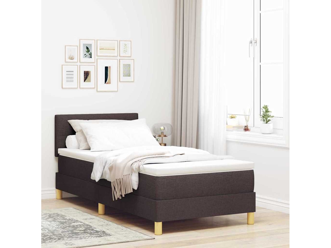 Vidaxl Cama Box Com Almofada Manual Marrom Escuro 80 X 200 Cm Tecido
