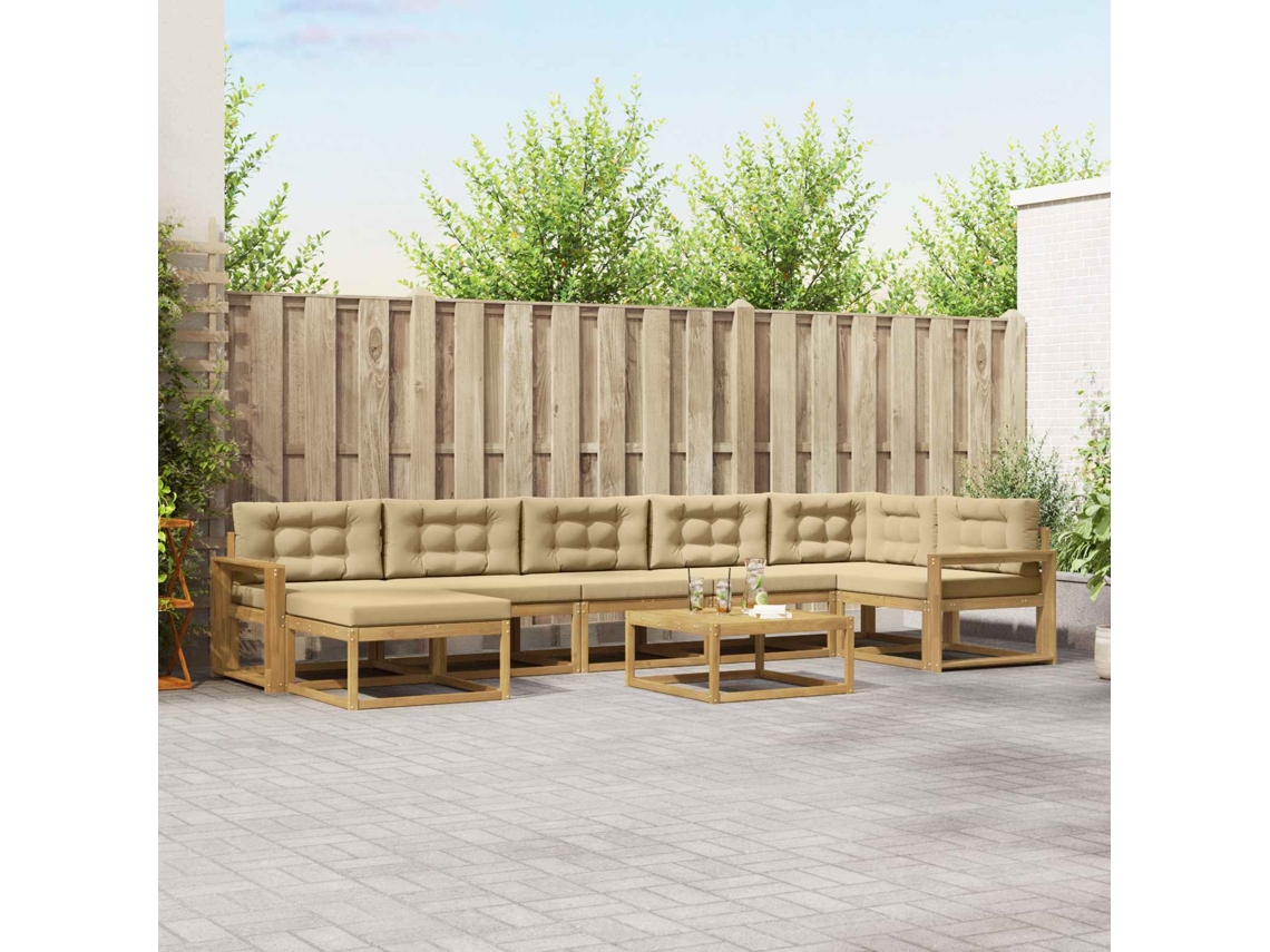 Vidaxl Conjunto De Sofás Para Exterior 8 Unid. Branco E Bege