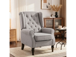 Poltrona Francesa Estofada Cinza Com Assento Amplo E Braços, Perfeita Para Quarto, Sala E Escritório. Conforto E Estilo!