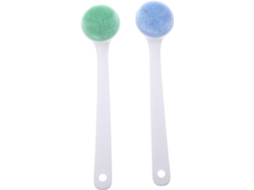 Conjunto De 2 Escovas Silicone Com Cabo Longo Para Banho, Esfoliação E Massagem Corporal, Escova Manual Para Lavagem Das
