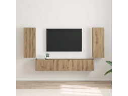 Vidaxl Armário de Tv de Parede 2 Pcs Carvalho Artesanal