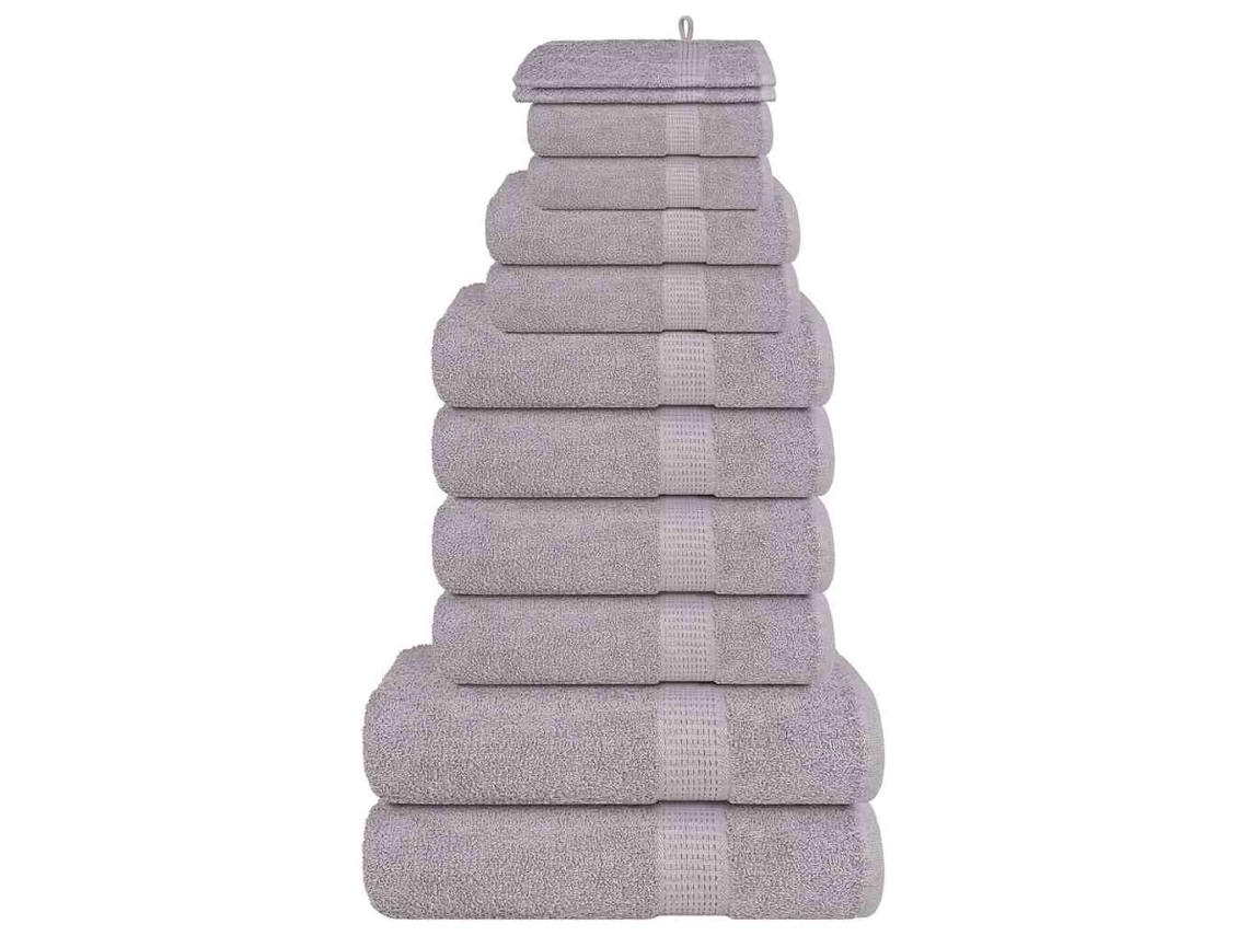 Vidaxl 12pcs Conjunto De Toalhas Frogn 360 G/m² Cinza