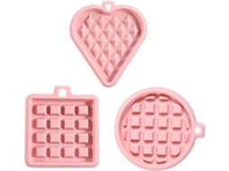 Formas de silicone, quadradas e redondas, para assar tigelas e waffles.