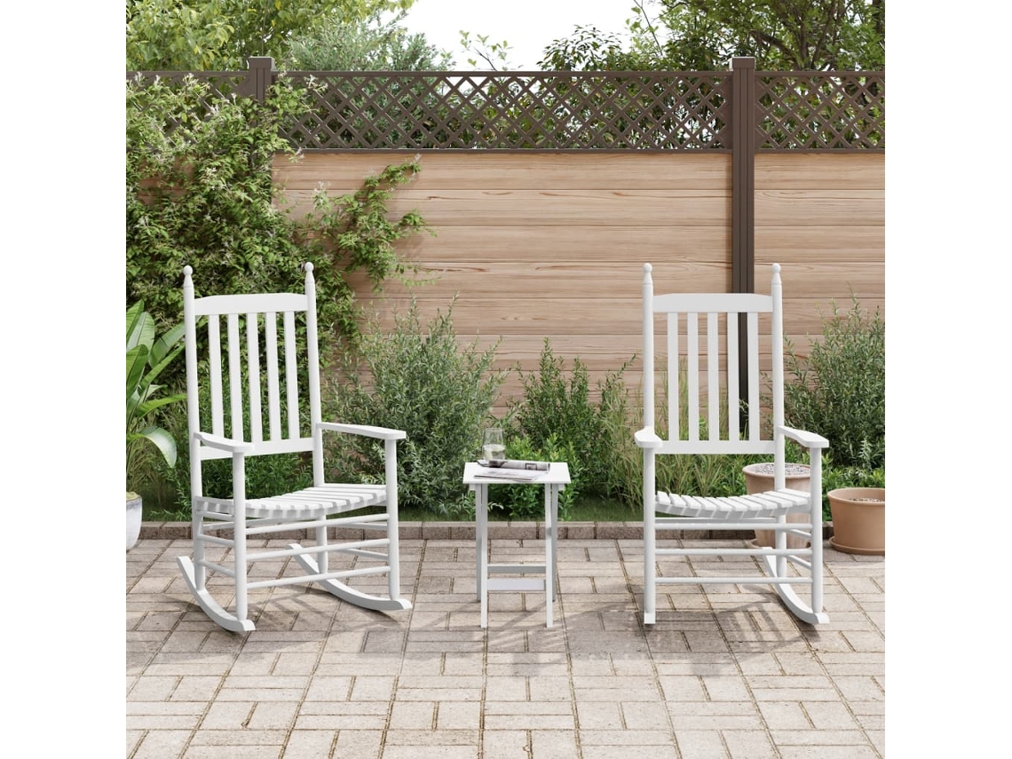 Vidaxl Cadeiras De Baloiço 2 Pcs C/ Mesa Dobrável Álamo Maciço Branco