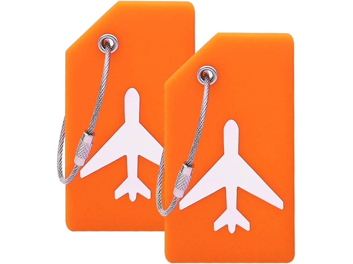 Tags De Bagagem De Silicone Com Cartões De Identificação Para Encontrar Rapidamente A Bagagem Do Proprietário (2 Pacotes Laranja)