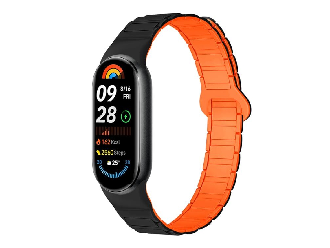 Bracelete para Xiaomi Smart Band 10/9/8 Silicone com Três Esferas Preto e Laranja XIAOMOYU