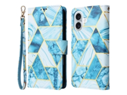 Capa Em Couro Pu, Para Apple Iphone 16 Plus, Azul